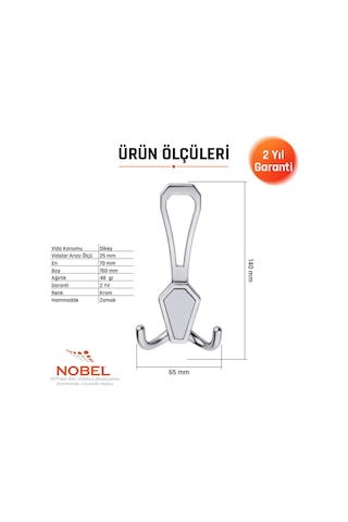 Vi Lla Portmanto Askısı, Metal Vestiyer Askısı, Krom Matkrom, Duvar Ve Dolap Askılığı 5'li Set Vidalı