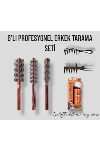 Elsa Professional 6'lı Erkek Tarama Serisi Fırçalar Isıya Dayanıklı Profesyonel Fön Fırçalarıdır