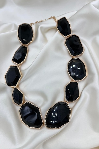 B&b Accessorıes Siyah Taşlı Modern Kolye Altın - Siyah