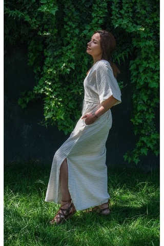 Dokuma Kaftan Elbise - Rahatlığın Şıklığı Ücretsiz Kargo İle Bej
