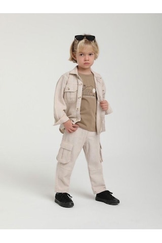 Erkek Bebek Çift Cepli Keten Ceket-15624 Bej