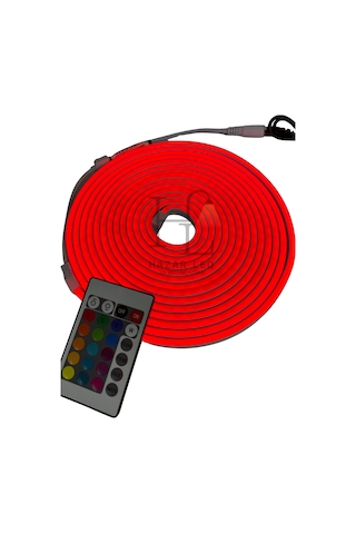 220 Volt Rgb Esnek Neon Şerit Led Set Kumandalı Ip65 Dış Mekan 5 Metre