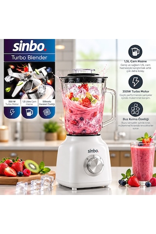 Krem Turbo El Blender Seti Doğrayıcı - Mikser - Blender 600w 2 Kademe Hız 1.5lt Cam Hazne Shb-7516 4801