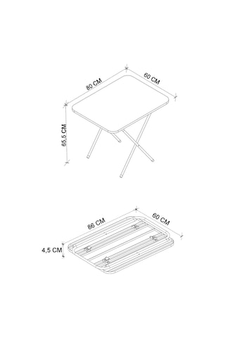 Mutfak Masası Katlanır Masa Yemek Masası Balkon Masası Gardenflex Masa 60x80 Cm Siyah