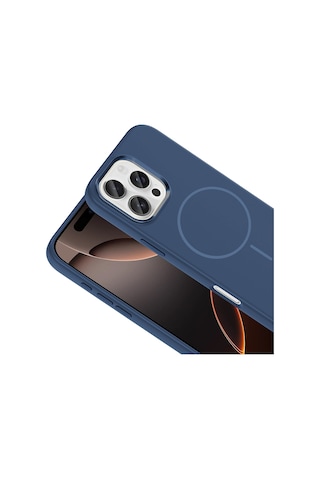 Apple Uyumlu iPhone 16 Pro Max Kılıf M-safe Şarj Özellikli Metal Kamera Çerçeveli Sys Edi Silikon Kapak - Siyah Siyah
