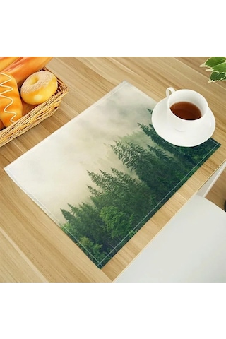 Doğal Orman Desenli Keten Yemek Masası Paspasları Alfabe Mutfak Amerikan Servisi 32x45cm Bardak Altlıkları Kase Bardak Paspası 1,1 Adet 32x45cm Diğer