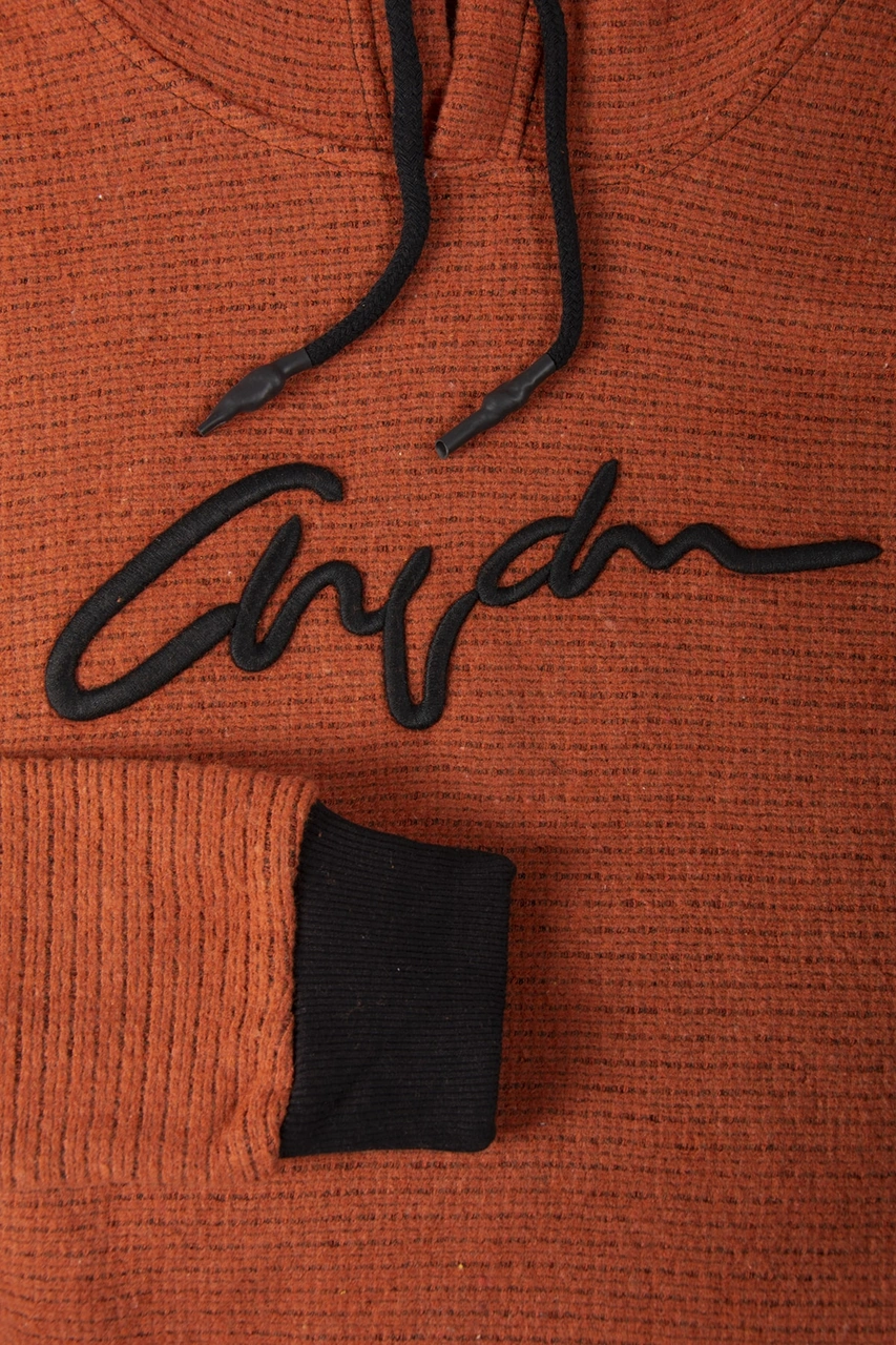 Veaven Erkek Kiremit Kapşonlu Kanguru Cepli Sweatshirt Vavn21k-6300107 Kiremit