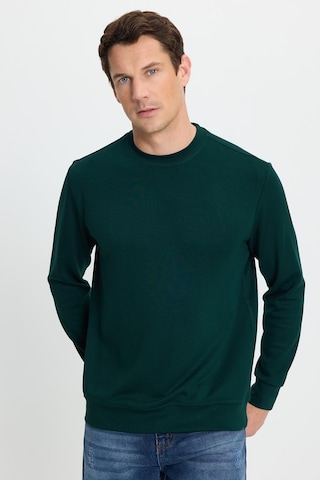 Tudors Erkek Relax Fit Rahat Kesim Uzun Kollu Ekstra Yumuşak Bisiklet Yaka Yeşil Sweatshirt-41873 Yeşil