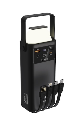Acl Pw-112 22.5w Outdoor Hızlı Şarj Powerbank Siyah 30.000mah Kapasite, Çoklu Usb Çıkış, Dahili Ka Siyah