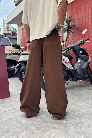 Flaw Pileli Gabardin Pantolon Kahverengi Kahverengi