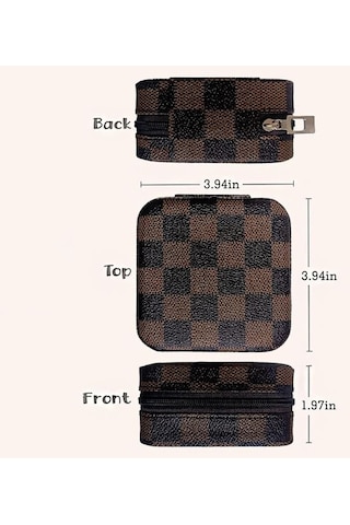 Chavin Kahve Deri Seyahat Yüzük Küpe Kolye Takı Kutusu St1-66khv Kahverengi