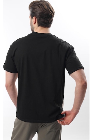 Madmext Siyah Overfit Garnili Erkek T-shirt E7104 Siyah