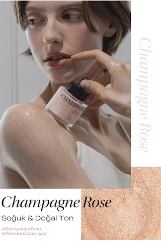 İnce Dokulu, Renkli Ve Işıltılı Vücut Yağı Kundal Satin Glow Shimmer Oil Champagne Rose