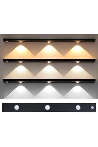 Akasya Sensörlü Şarjlı Kabin Altı Led Aydınlatma, Heroled 40cm Ultra Slim Siyah, 3 Farklı Işık Rengi Gün Işığı/ılık Beyaz/beyaz , Kademesiz Dimmerli, Mıknatıslı, Mutfak, Gardırop, Gece Lambası Açık Lacivert