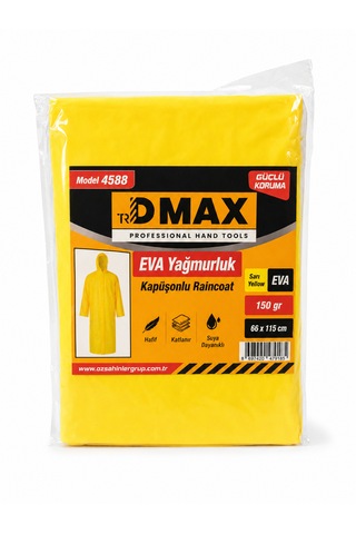 Dmax Sarı Eva Yağmurluk Kapüşonlu Su Geçirmez Yağmur Pançosu