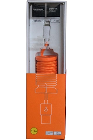 Powerway CX10 Lightning Örgülü Hızlı Şarj Kablosu 1.1 M Turuncu