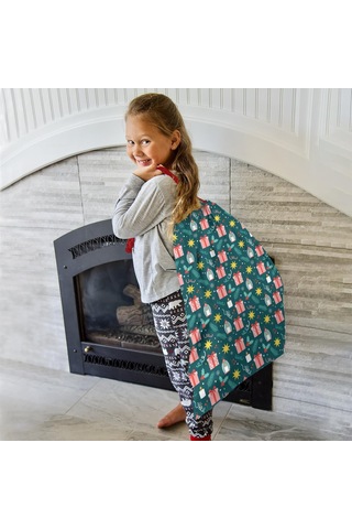 Büyük Noel Baba Hediye Çantası, Pamuklu Kordonlu, Yeniden Kullanılabilir Noel Hediye Feneri