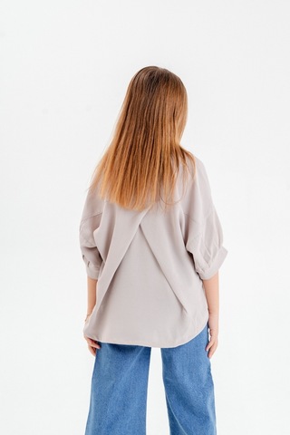 Kız Çocuk Arkası Pileli Gömlek 3119 Bej