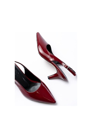 Alemdarshop St-1152 Bordo Rugan Günlük 7 Cm Topuklu Kadın Ayakkabı