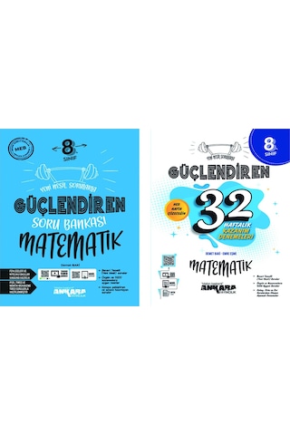 Ankara Yayınları 8. Sınıf Matematik Güçlendiren Soru Bankası + 32 Haftalık Güçlendiren Kazanım Denemesi