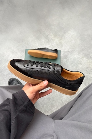 Flaw Bağcıklı Deri Sneaker Siyah-28315 Siyah