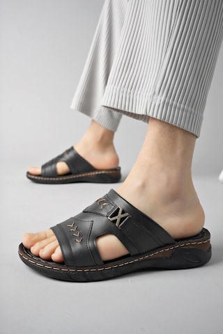 Muggo Ryan Garantili Ortopedik Rahat Taban Deri Görünümlü Erkek Terlik 001