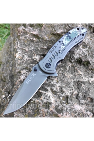 Buck Katlanabilir Bıçak X57 Yarı Otomatik Vida Kilitli Gümüş - Haki