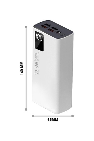 30000 Mah 22.5w Turbo Şarj Dahili Kablolu Led Göstergeli Pd Ve Qc 3.0 Powerbank Mt4530 Siyah İle Uyumlu