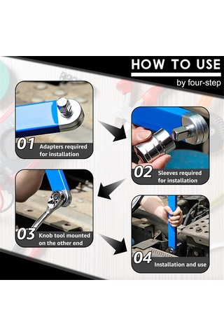 Xurunkeji Ofset Uzatma Anahtarı, 15 İnç Dar Alan Uzatma Anahtarı Seti, Dar Alanlar İçin Evrensel Sıfır Derece Cırcır Aleti