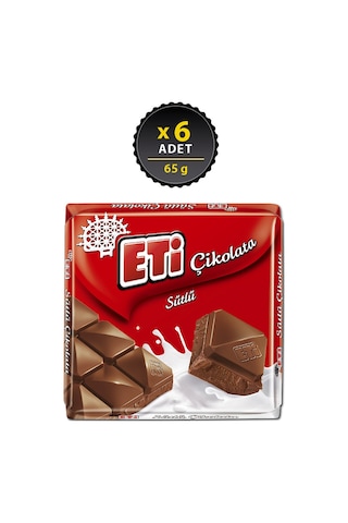 Eti Çikolata Sütlü Kare 6 x 65 G