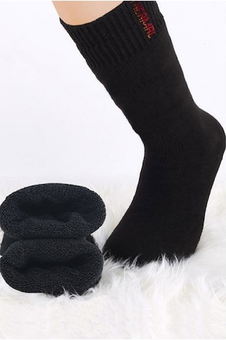 Meguca Socks Erkek Siyah 6 Çift Termal Havlu Kışlık Çorap-40-45 Çok Renkli