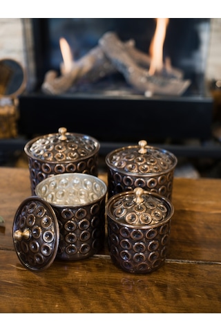 Bakır Baharat Takımı Gamzeli Model Oksitli Renk 4 Oksit Bakır