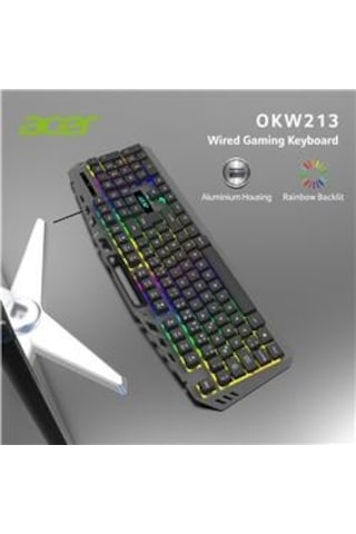 Acer Okw213 Siyah Rgb Rainbow Backlit Gaming Keyboard Rainbow Kablo Uzunluğu 1,5mt