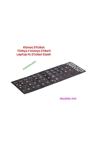 Klavye Sticker, Türkçe F Klavye Etiketi Laptop Pc Sticker Siyah Pvc 1 Adet