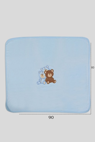 %100 Pamuklu Yenidoğan Çift Katlı Penye Bebek Battaniyesi Sb 512 Mavi