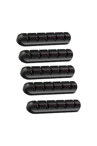 Symbee Mutfak Aletleri Şarj Kablosu Düzenleyici, 5 Delikli Silikon固线夹, Siyah 5 Adet/set, Kabloları Topla Ve Düzenle Siyah