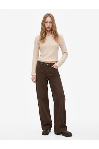 Koton Slim Fit Biyeli Bisiklet Yaka Katmanlı Uzun Kollu Tişört Bej 7wal10027ık Ekru