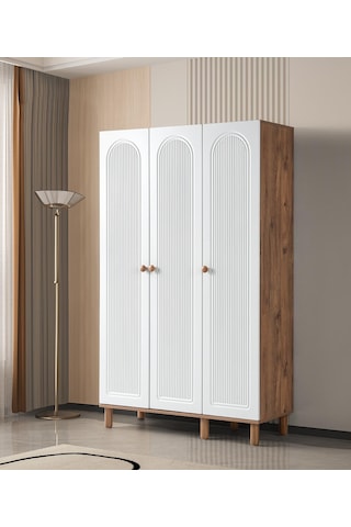 Bohem Çiğdem 3 Kapaklı Çekmeceli Elbise Dolabı Gardrop 120cm