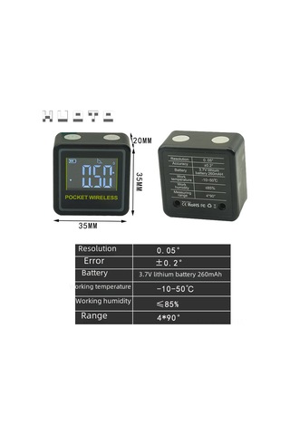 Maiyame Huoto Mini Cüzdan Tipi Elektronik Dijital Açı Ölçer, Keskin Okuma İle Egim Ve Açı Ölçümü İçin Dayanıklı Araç