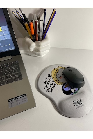 Kahvekolik Kız Baskılı Bilek Destekli Mouse Pad Mousepad