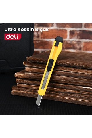Delı Profesyonel Plastik Saplı 9 Mm Sk5 Kırılabilir Maket Bıçağı Dayanıklı Abs Gövdeli