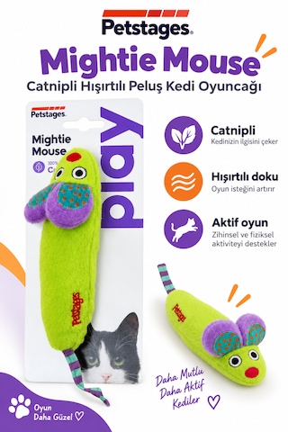 Petstages Mightie Mouse Catnipli Hışırtılı Peluş Kedi Oyuncağı