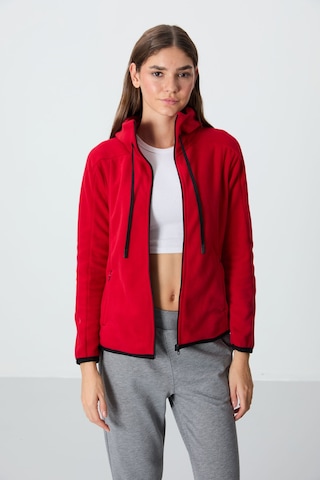 Tommy Life Kırmızı Kalın Yumuşak Dokulu Kapüşonlu Standart Fit Nakışlı Polar Kadın Sweatshirt -97287 Kırmızı