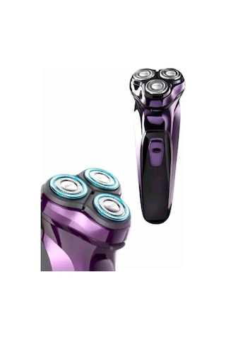 3 Bıçaklı Döner Başlıklı Sakal Sıfır Alma Tıraş Makinesi Profesyonel Paslanmaz Çelik