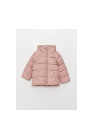 LC Waikiki Kapüşonlu Uzun Kollu Basic Kız Bebek Fermuarlı Şişme Mont Pink
