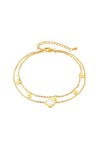 Sones Opk Gz191 İskelet Çiçek Çift Zincir Paslanmaz Çelik Bileklikler Altın