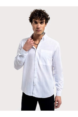 Oversize Fit Erkek Gömlek U.kol Beyaz