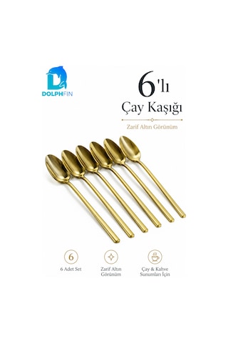 6 Lı Gold Çay Kaşığı Seti Altın Renkli Zarif Metal Çay Ve Kahve Kaşığı
