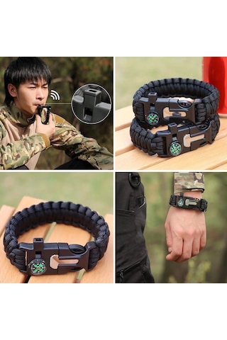 Bfs 5'i 1 Arada Çok Fonksiyonlu Hayatta Kalma Bilekliği Pusula, Düdük, Çakmak Taşı Ve Şemsiye İpi B