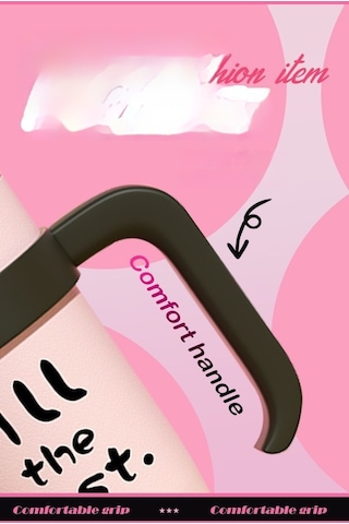 Tuomeng Termos Bardak, Büyük Boy, Güzel Görünümlü Saplı, Pipetli Bardak, Turkuaz